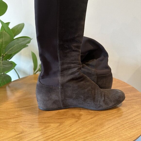 Stuart Weitzman Charcoal Gray suede knee high stretch boots Size 6.5/7 - Picture 6 of 9